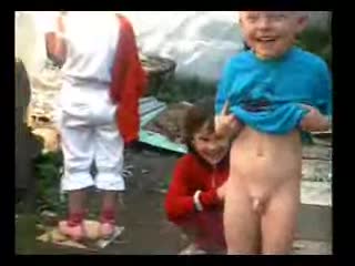 little kids play naked outdoor