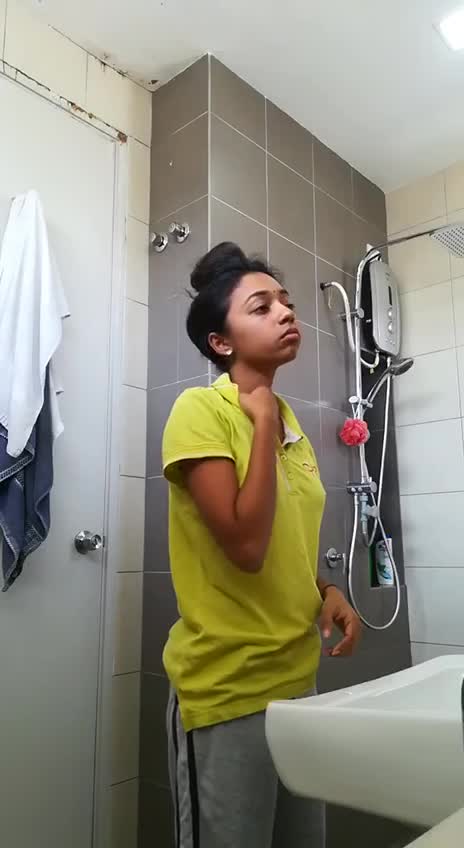 Indian teen strips in front of hidden camera 