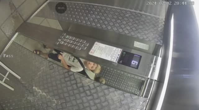 boy peeing in elevator 