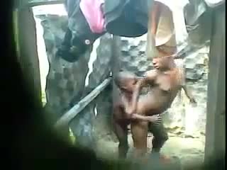 Black African mom and son having sex together