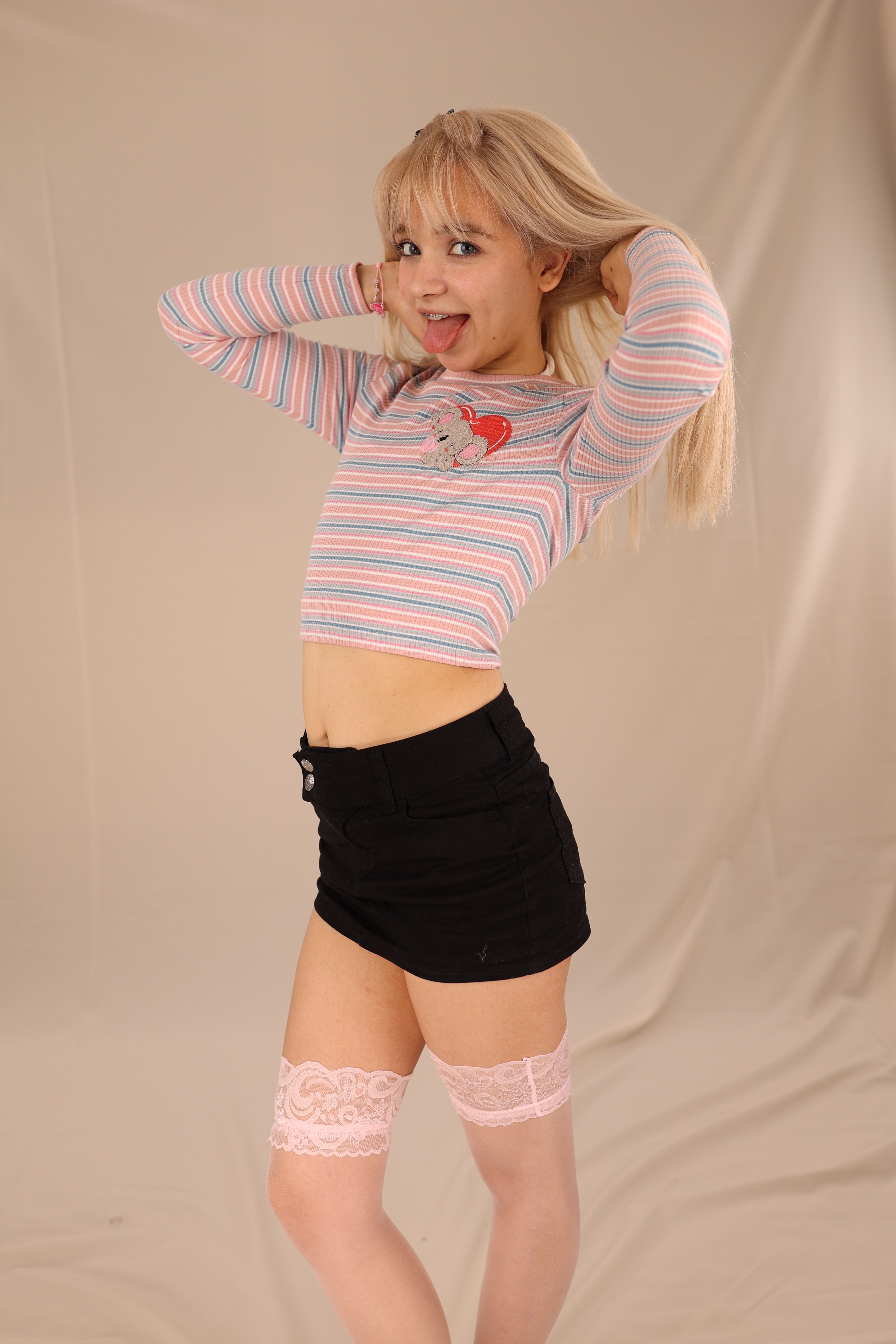 5-Lily Model Black mini skirt set